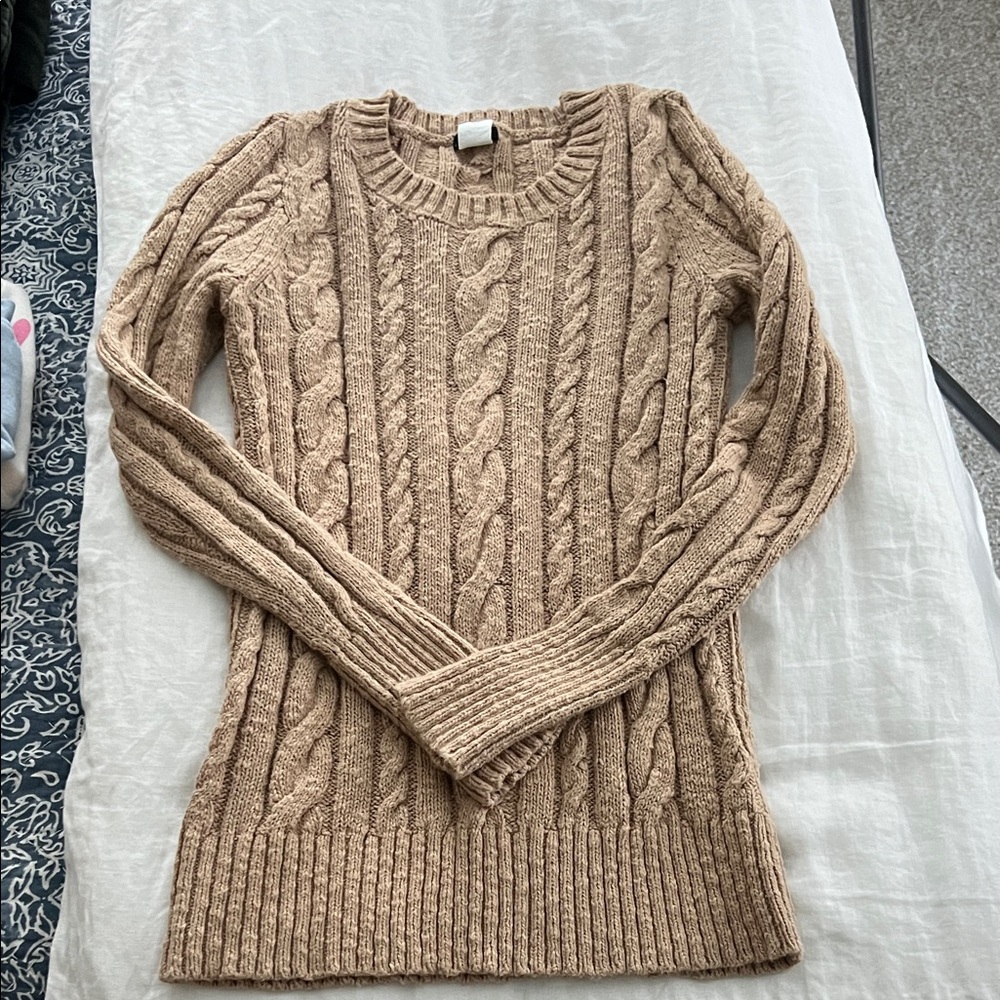 J. Crew Cable Knit Tan Sweater